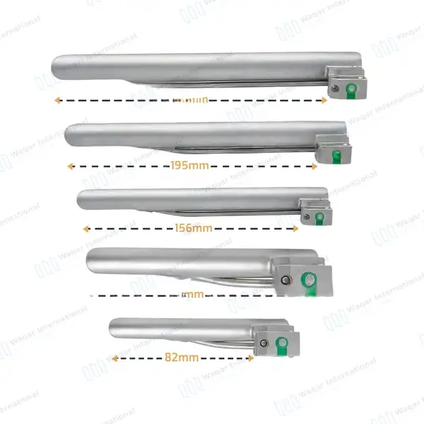 Fiberoptic Miller Laryngoscope Set with Handle & Case - surgical instruments manufactured by Waqar International, Sialkot - view 6