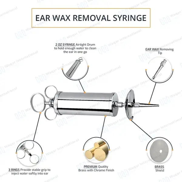 3 Pcs Ear Wax Cleaning Kit Ear Syringe 2 oz & Kidney Bowl 6″ - surgical instruments manufactured by Waqar International, Sialkot - view 4