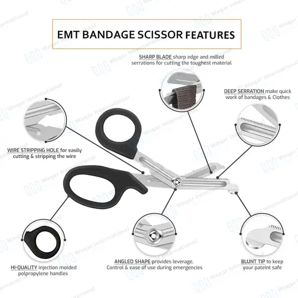20 Pcs EMT Scissors 7.25″ with Penlights Set - surgical instruments manufactured by Waqar International, Sialkot - view 4