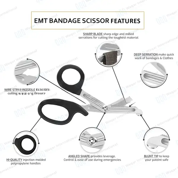 10 Pcs EMT Trauma Scissors 7.25″ Set - surgical instruments manufactured by Waqar International, Sialkot - view 4