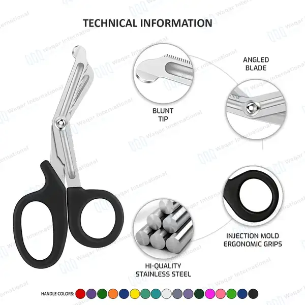 50 Pairs EMT Heavy Duty Bandage Shears 7.25″ (18.4 cm) - surgical instruments manufactured by Waqar International, Sialkot - view 3