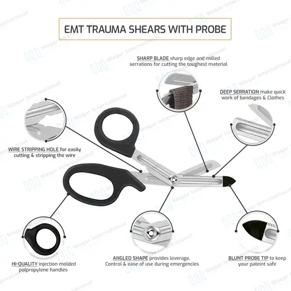 20 Pcs EMT Shears with Probe 5.5″ - surgical instruments manufactured by Waqar International, Sialkot - view 6