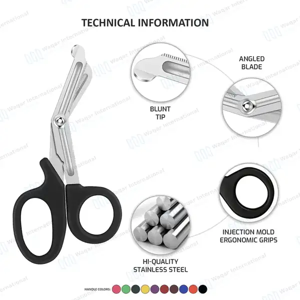 11 Pcs Heavy Duty EMT Bandage Scissors & Trauma Shears Set 7.25″ - surgical instruments manufactured by Waqar International, Sialkot - view 5