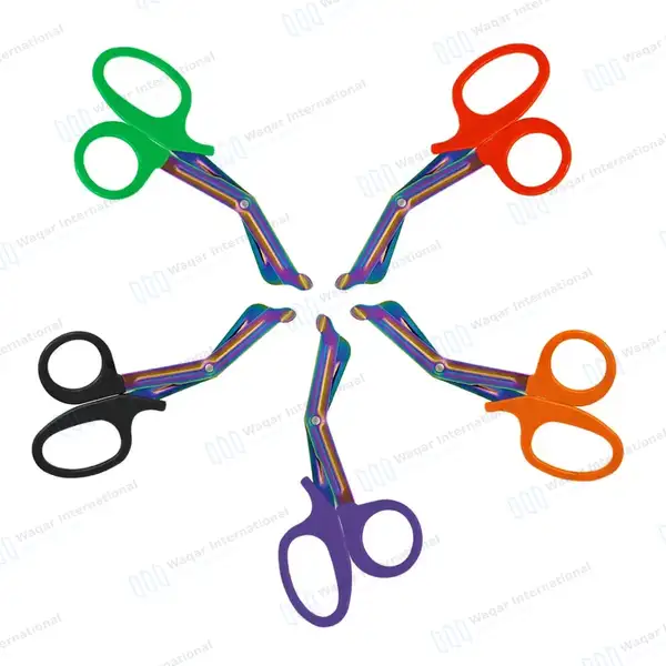5 Pcs EMT Trauma Shears Set 7.25″ Rainbow Blades with Colored Handles - surgical instruments manufactured by Waqar International, Sialkot - view 2
