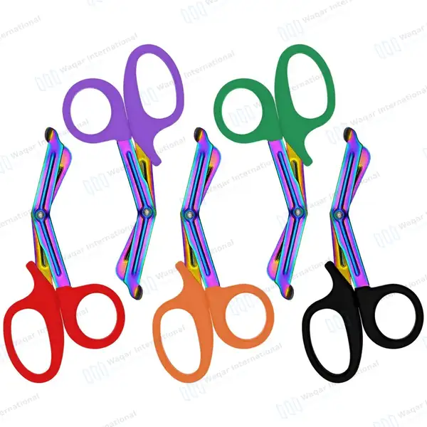 5 Pcs EMT Trauma Shears Set 7.25″ Rainbow Blades with Colored Handles - surgical instruments manufactured by Waqar International, Sialkot - view 3