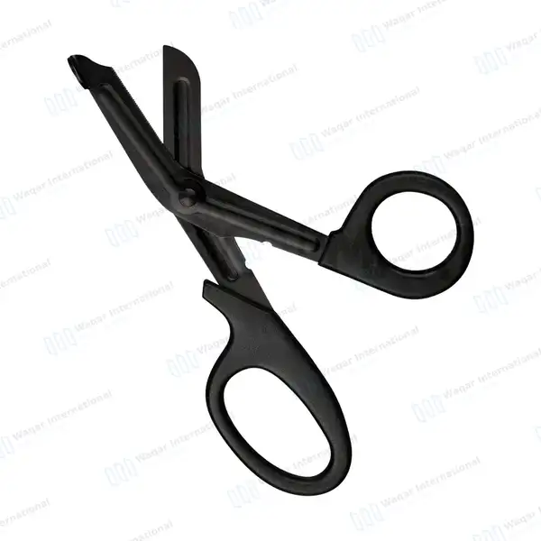 EMT Scissors 7.25″ Black Blades & Handle Paramedic Utility Bandage Shears - surgical instruments manufactured by Waqar International, Sialkot - view 2