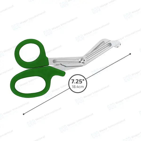 Dark Green EMT/EMS Utility 7.25″Paramedic Bandage Shears Scissors - surgical instruments manufactured by Waqar International, Sialkot - view 2
