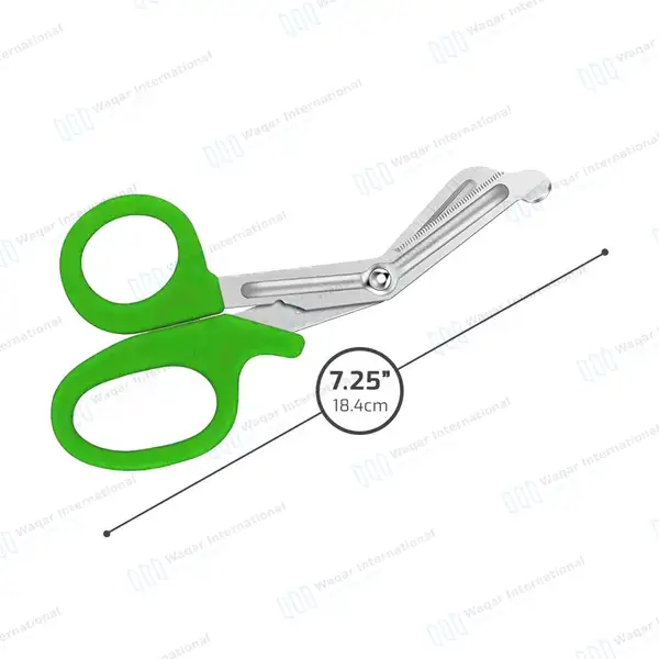 Light Green EMT/EMS Utility 7.25″ Paramedic Bandage Shears Scissors - surgical instruments manufactured by Waqar International, Sialkot - view 2