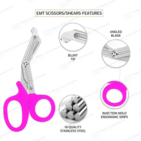 Magenta EMT/EMS Utility 7.25″ Paramedic Bandage Shears Scissors - surgical instruments manufactured by Waqar International, Sialkot - view 3
