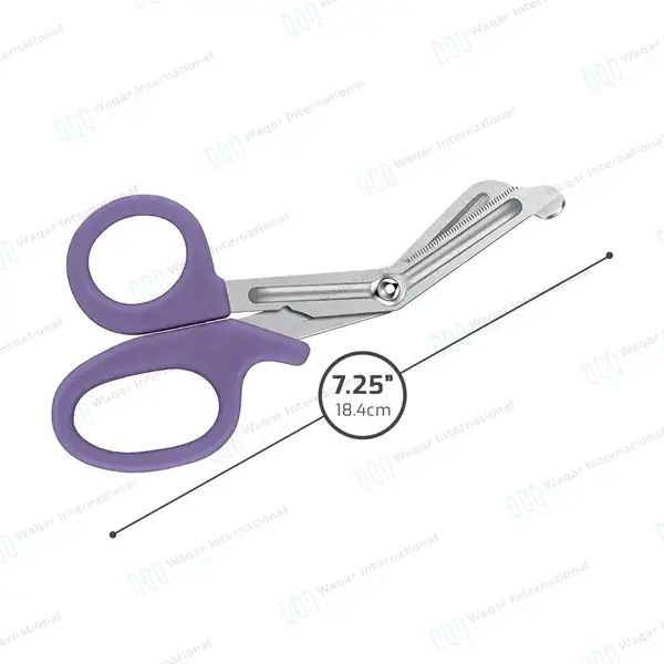 Light Purple EMT Utility 7.25″ Paramedic Bandage Shears Scissors - surgical instruments manufactured by Waqar International, Sialkot - view 2