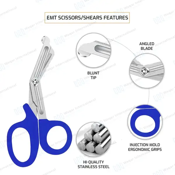 Royal Blue EMT/EMS Utility 7.25″ Paramedic Bandage Shears Scissors - surgical instruments manufactured by Waqar International, Sialkot - view 3