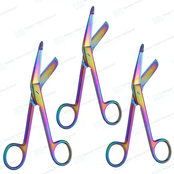 3 Pcs Rainbow Lister Bandage Scissors 4.5″ - surgical instruments manufactured by Waqar International, Sialkot - view 2