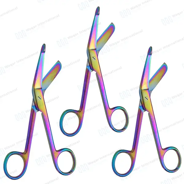 3 Pcs Rainbow Lister Bandage Scissors 7.25″ - surgical instruments manufactured by Waqar International, Sialkot - view 2