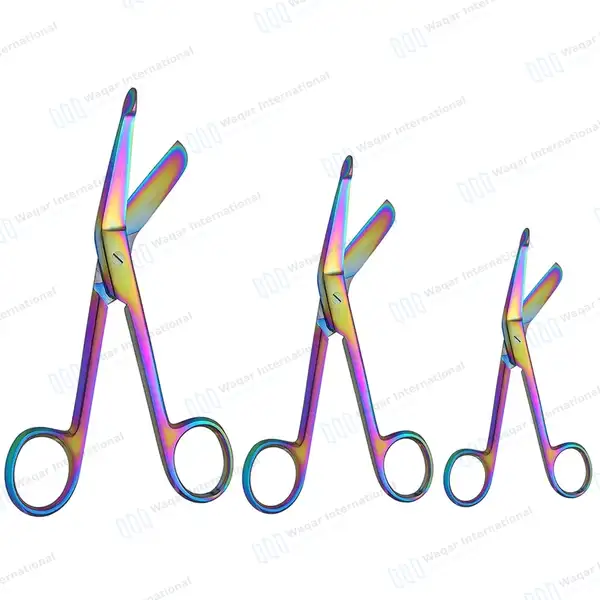 3 Pcs Rainbow Lister Bandage Scissors Set - surgical instruments manufactured by Waqar International, Sialkot - view 2