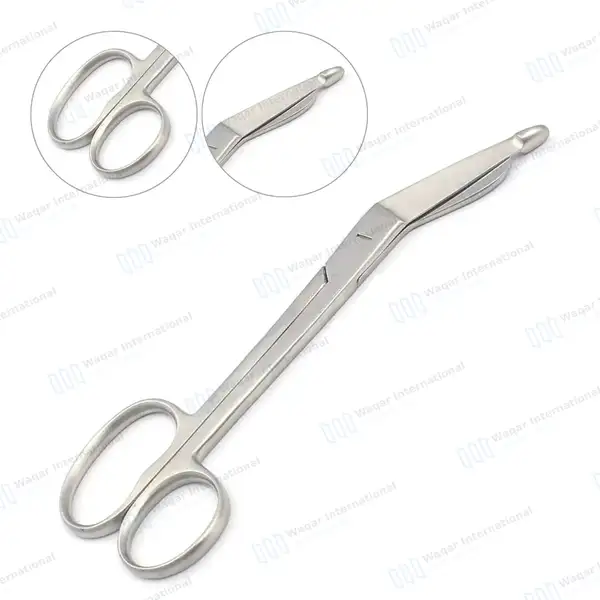 2 Lister Bandage Scissors 5.5″+ 7.25″ with One Large Ring - surgical instruments manufactured by Waqar International, Sialkot - view 2