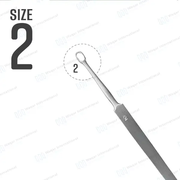 Fox Dermal Curette 2mm Round Tip – 5.5″ (14cm) Straight - surgical instruments manufactured by Waqar International, Sialkot - view 2