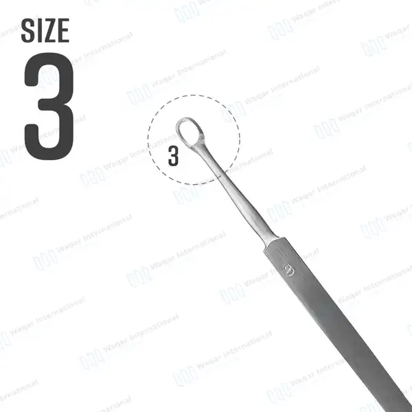 Fox Dermal Curette 3mm Round Tip – 5.5″ (14cm) Straight - surgical instruments manufactured by Waqar International, Sialkot - view 2
