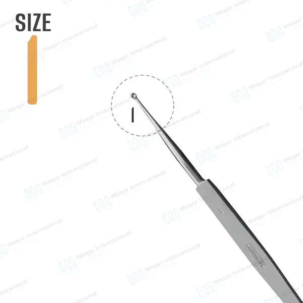 Meyhoefer Chalazion Curette 1.7mm Size #1 Flat Handle 5″ - surgical instruments manufactured by Waqar International, Sialkot - view 3
