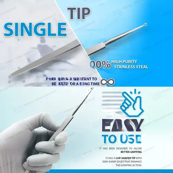 Meyhoefer Chalazion Curette 2.2mm Size #2 Flat Handle 5″ - surgical instruments manufactured by Waqar International, Sialkot - view 8