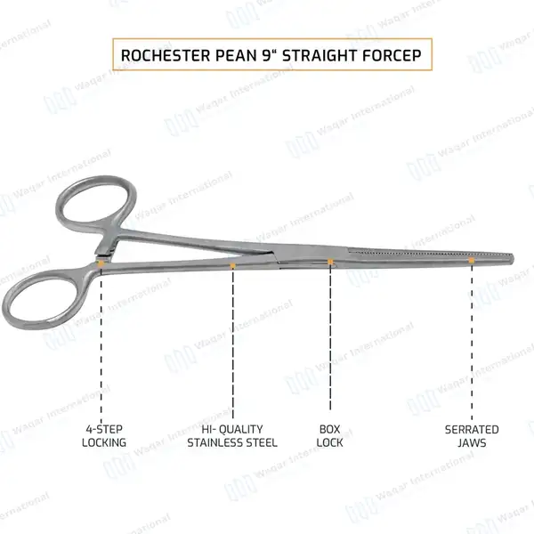 Fishing Hemostat 9″ Straight Pean Forceps Locking Clamps - surgical instruments manufactured by Waqar International, Sialkot - view 4