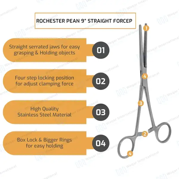 Fishing Hemostat 9″ Straight Pean Forceps Locking Clamps - surgical instruments manufactured by Waqar International, Sialkot - view 7