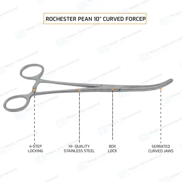 Fishing Hemostat Forceps 10″ Curved Pean Locking Clamps - surgical instruments manufactured by Waqar International, Sialkot - view 4