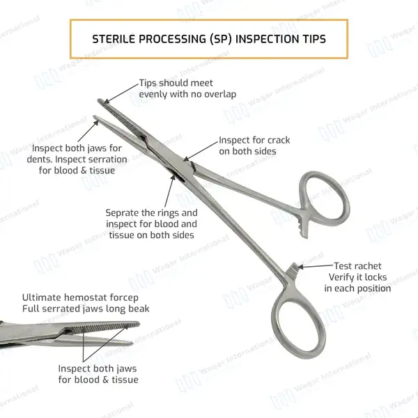 4 Pcs Straight Hemostat Set 3.5”, 5″, 6.25″ & 8″ - surgical instruments manufactured by Waqar International, Sialkot - view 6