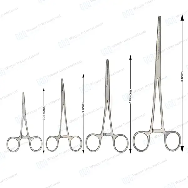 4 Pcs Curved Hemostat Set 3.5”, 5″, 6.25″ & 8″ - surgical instruments manufactured by Waqar International, Sialkot - view 3