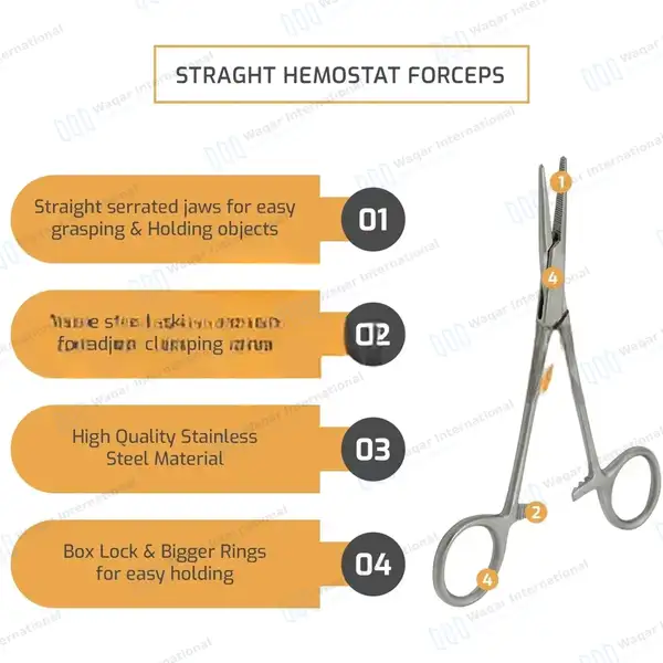 Ultimate Hemostat Set 8 Pcs Curved & Straight 3.5″, 5″, 5.5″ & 7.25″ - surgical instruments manufactured by Waqar International, Sialkot - view 4