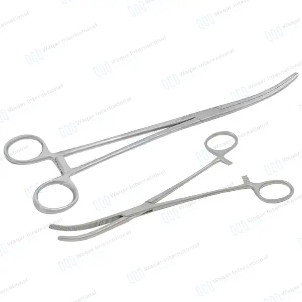 2 Pc Hemostat Forceps Set 8″ + 10″ Curved Locking Clamps - surgical instruments manufactured by Waqar International, Sialkot - view 2