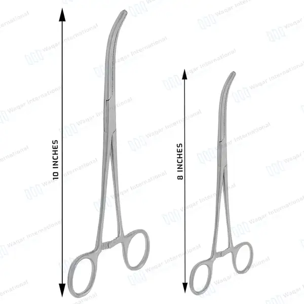 2 Pc Hemostat Forceps Set 8″ + 10″ Curved Locking Clamps - surgical instruments manufactured by Waqar International, Sialkot - view 3