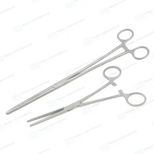 2 Pc Hemostat Forceps Set 8″ + 10″ Straight Locking Clamps - surgical instruments manufactured by Waqar International, Sialkot - view 2