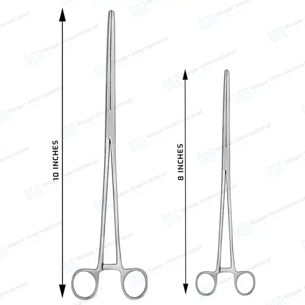 2 Pc Hemostat Forceps Set 8″ + 10″ Straight Locking Clamps - surgical instruments manufactured by Waqar International, Sialkot - view 3