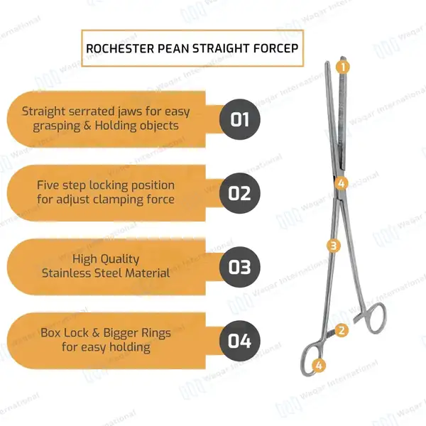 2 Pc Hemostat Forceps Set 8″ + 10″ Straight Locking Clamps - surgical instruments manufactured by Waqar International, Sialkot - view 5