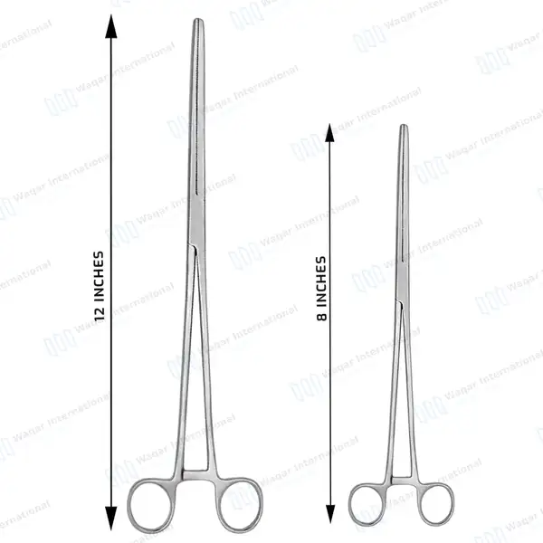 2 Pc Hemostat Forceps Set 8″ + 12″ Straight Locking Clamps - surgical instruments manufactured by Waqar International, Sialkot - view 3