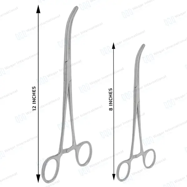 2 Pc Hemostat Forceps Set 8″ + 12″ Curved Locking Clamps - surgical instruments manufactured by Waqar International, Sialkot - view 3