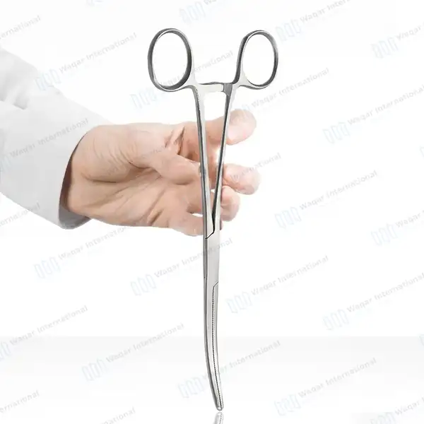 2 Pc Hemostat Forceps Set 8″ + 12″ Curved Locking Clamps - surgical instruments manufactured by Waqar International, Sialkot - view 4