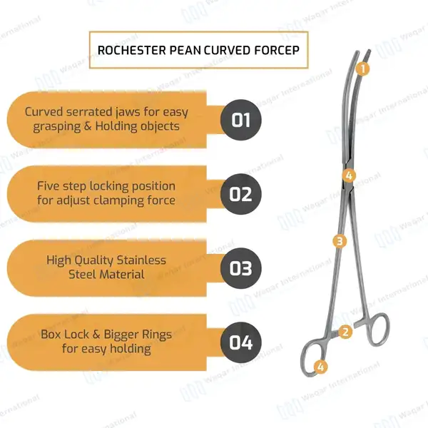 2 Pc Hemostat Forceps Set 8″ + 12″ Curved Locking Clamps - surgical instruments manufactured by Waqar International, Sialkot - view 5
