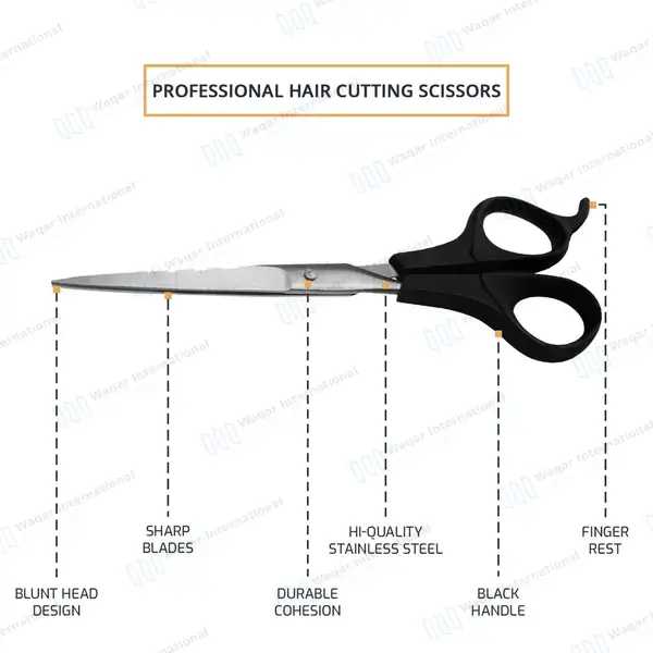 Professional Hair Cutting Barber Scissor 6.5″ with Black Handle - surgical instruments manufactured by Waqar International, Sialkot - view 4