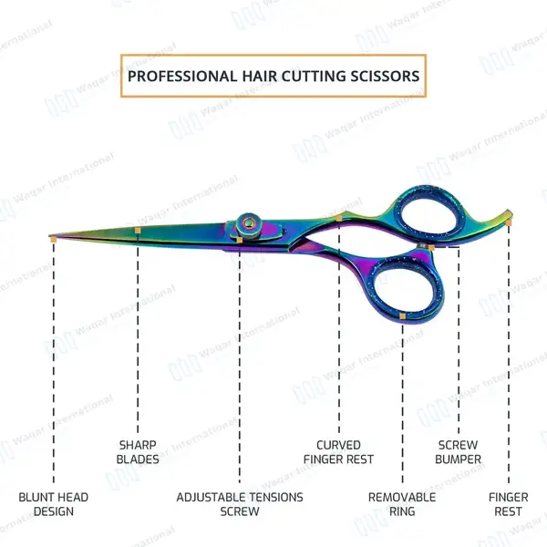 Multicolor Razor Edge Professional Barber Hair Scissors 6.5″ - surgical instruments manufactured by Waqar International, Sialkot - view 4