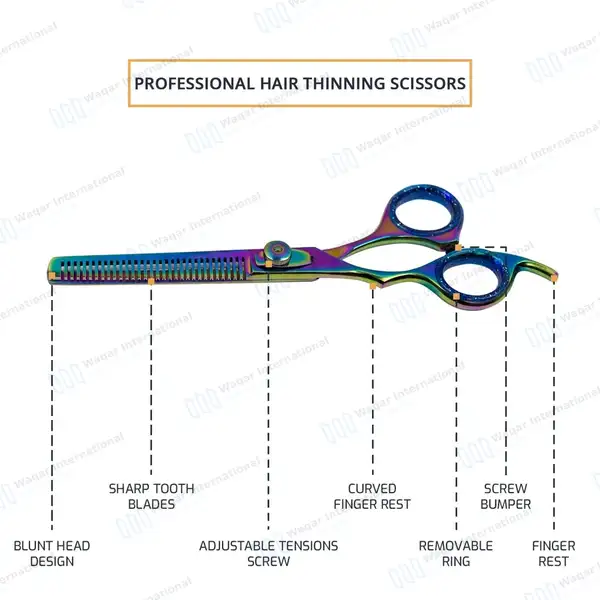 Professional Hair Thinning Scissor 6.5″ Multicolor - surgical instruments manufactured by Waqar International, Sialkot - view 4
