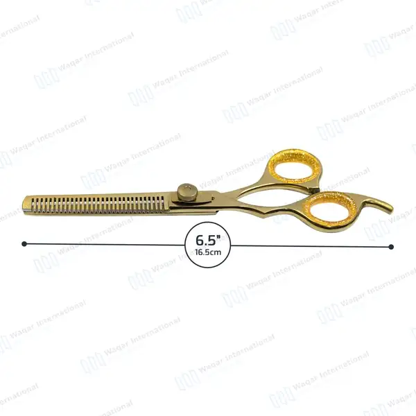 Hair Thinning Shears 6.5″ with Gold Plasma Coating - surgical instruments manufactured by Waqar International, Sialkot - view 2