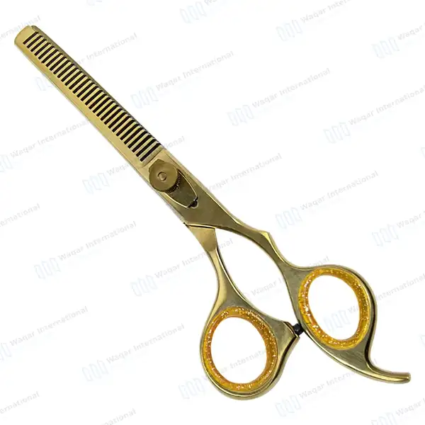 Hair Thinning Shears 6.5″ with Gold Plasma Coating - surgical instruments manufactured by Waqar International, Sialkot - view 6
