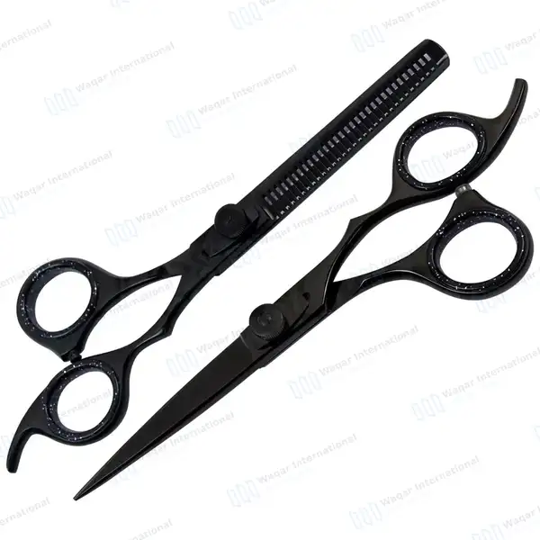 Professional Hair Salon Scissors Set 6.5″ Black with Carrying Case - surgical instruments manufactured by Waqar International, Sialkot - view 2