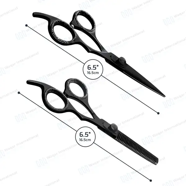 Professional Hair Salon Scissors Set 6.5″ Black with Carrying Case - surgical instruments manufactured by Waqar International, Sialkot - view 3