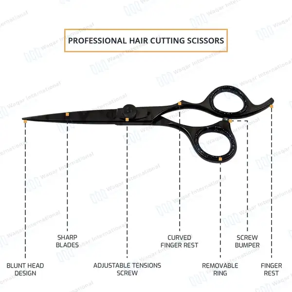Professional Hair Salon Scissors Set 6.5″ Black with Carrying Case - surgical instruments manufactured by Waqar International, Sialkot - view 4