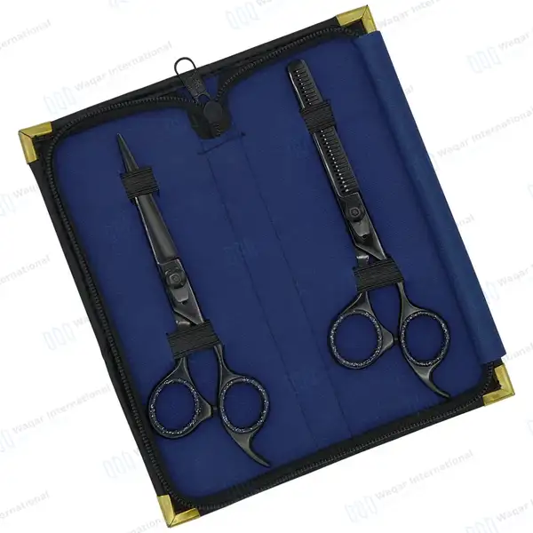Professional Hair Salon Scissors Set 6.5″ Black with Carrying Case - surgical instruments manufactured by Waqar International, Sialkot - view 11