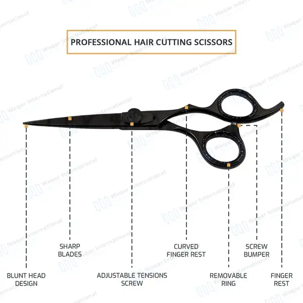 Professional Razor Edge Hair Scissors 6.5″ Black - surgical instruments manufactured by Waqar International, Sialkot - view 4