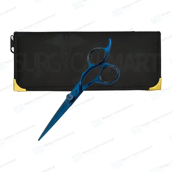 Blue Razor Edge Titanium Coated Barber Scissors 6.5″ - surgical instruments manufactured by Waqar International, Sialkot - view 2