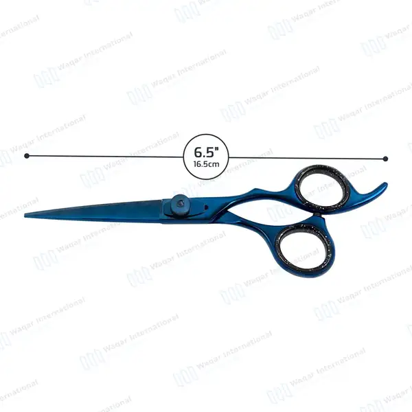 Blue Razor Edge Titanium Coated Barber Scissors 6.5″ - surgical instruments manufactured by Waqar International, Sialkot - view 3